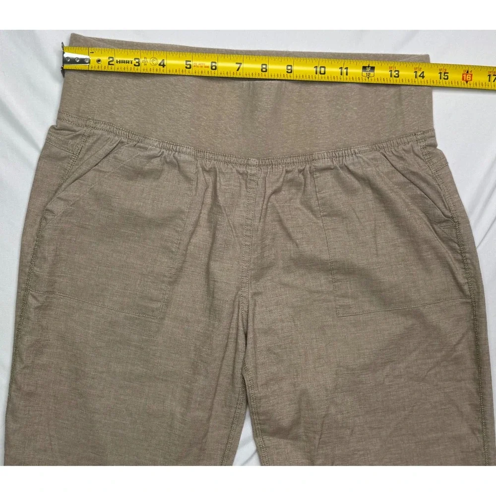 Prana Mantra Straight Leg Hemp Blend Pants Tan Khaki Womens Small Yoga Bohemian